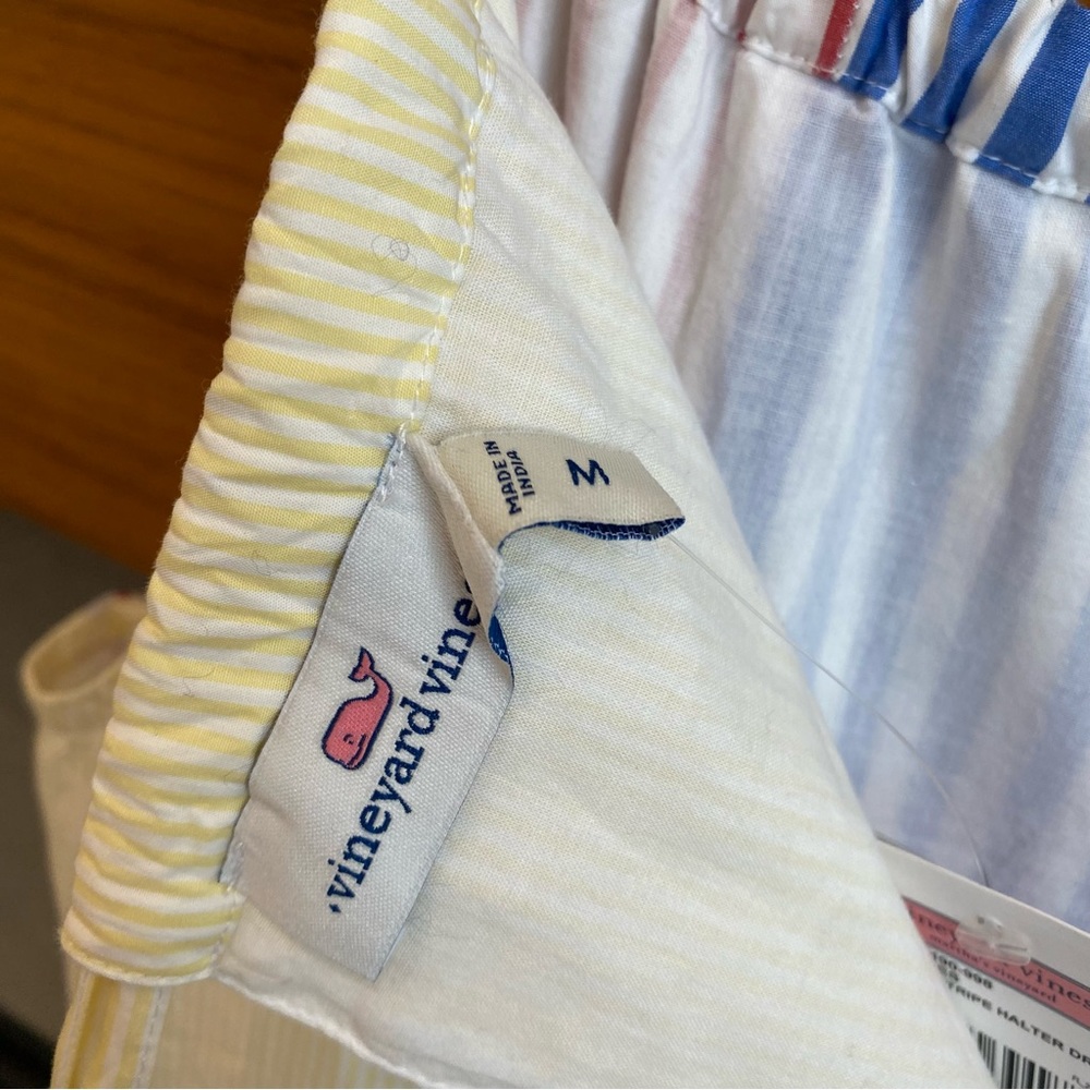 Vineyard Vines Patchwork Striped Mini Dress in Blue, Red, Yellow - Picture 5 of 6